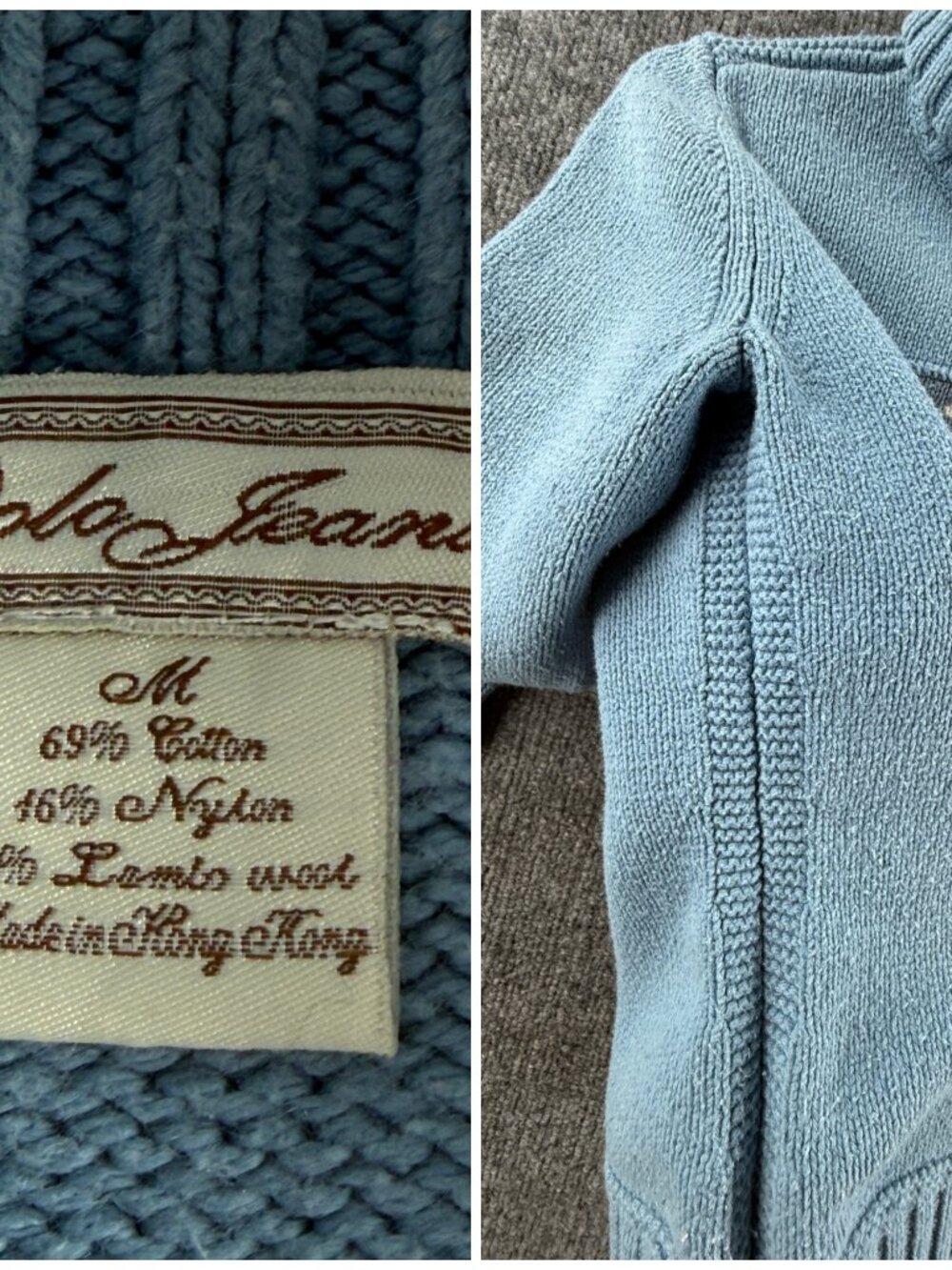 Polo Jeans Ralph Lauren Wool Cotton Blend Turtleneck Blue Women Knit Sweater - Picture 14 of 16